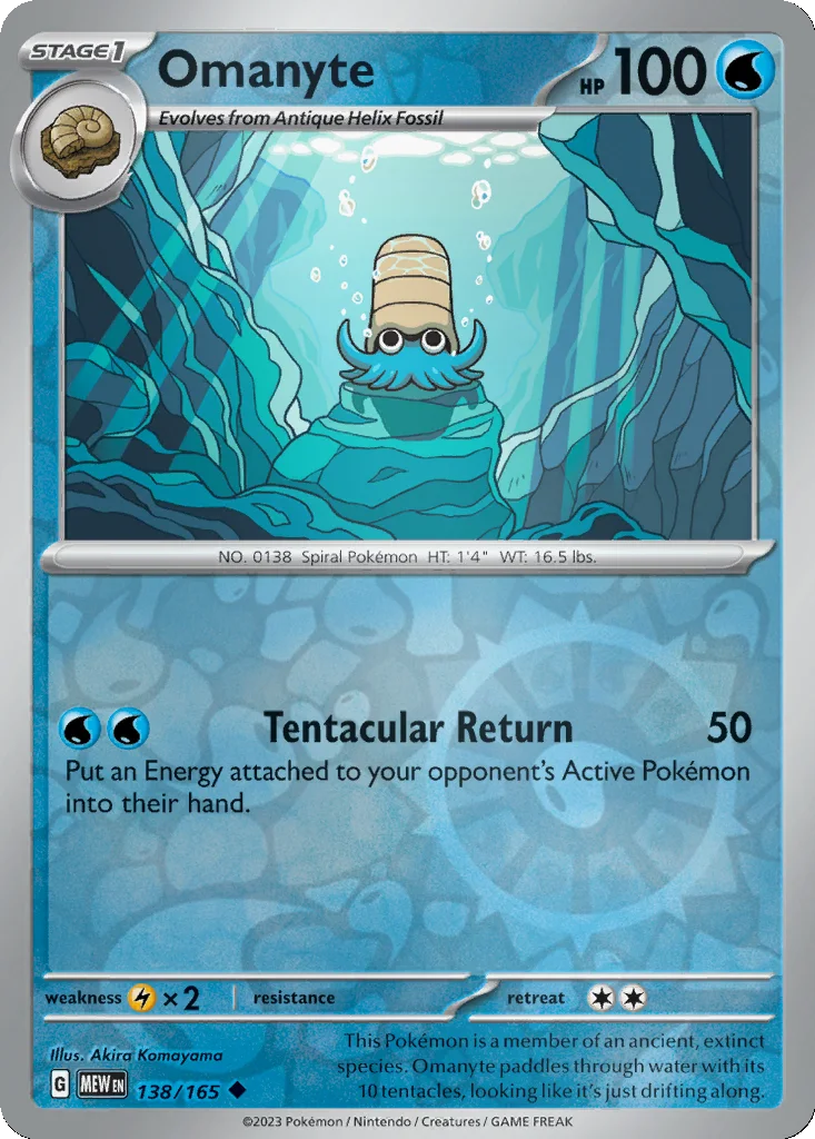 Omanyte 138/165 151 (Reverse holo)