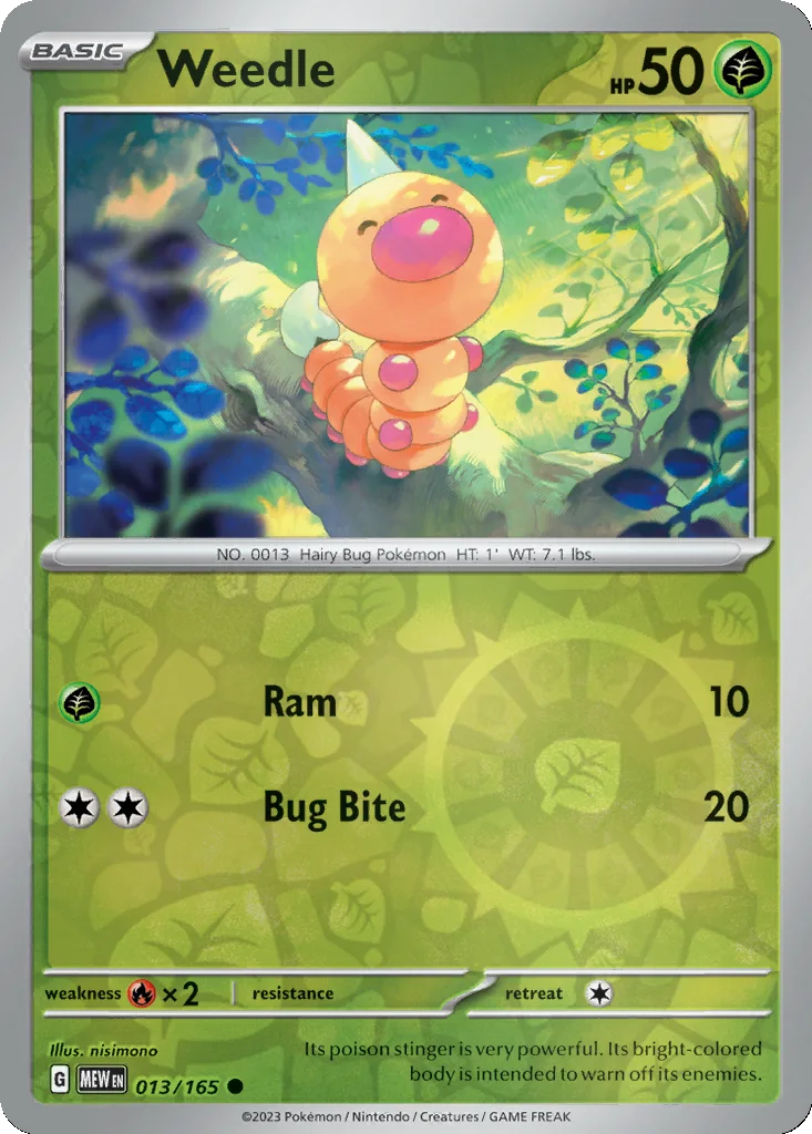 Weedle 013/165 151 (Reverse holo)