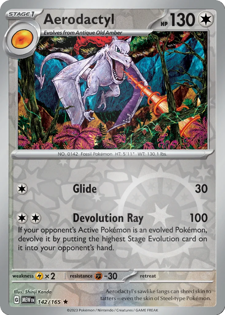Aerodactyl 142/165 151 (Reverse holo)