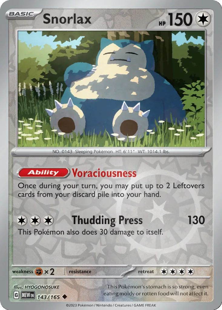 Snorlax 143/165 151 (Reverse holo)