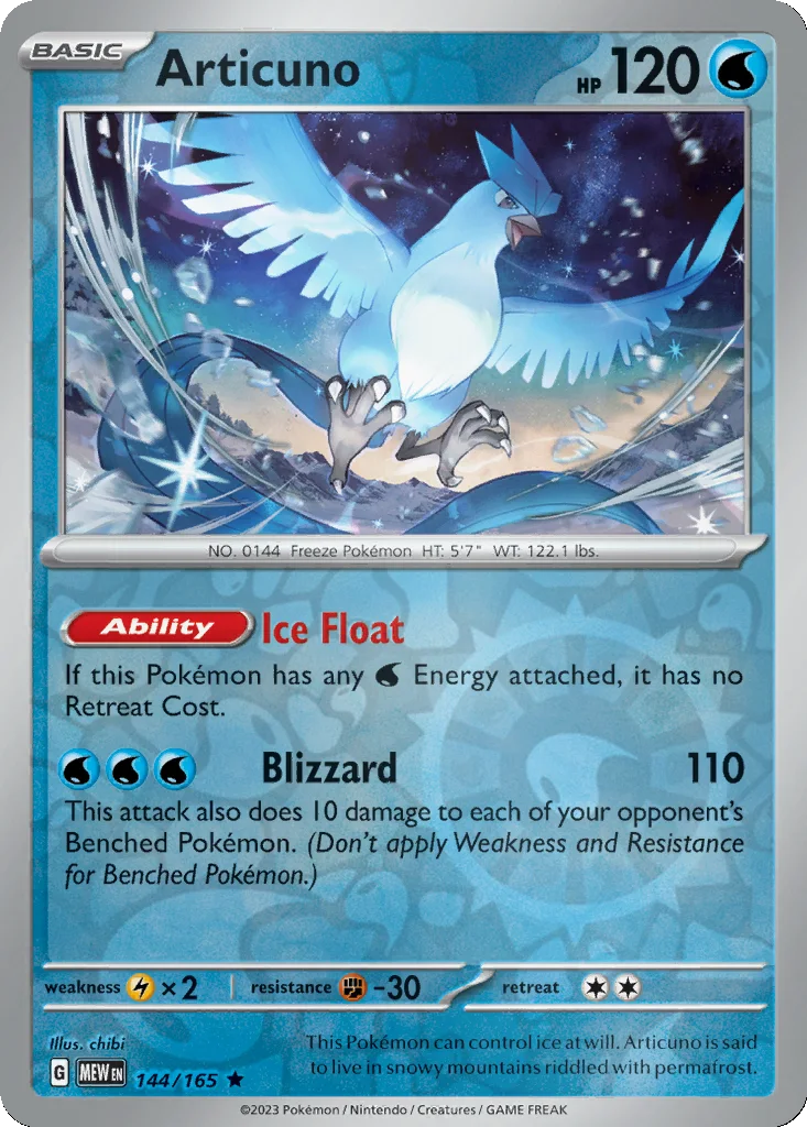 Articuno 144/165 151 (Reverse holo)