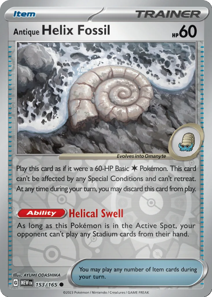 Antique Helix Fossil 153/165 151 (Reverse holo)