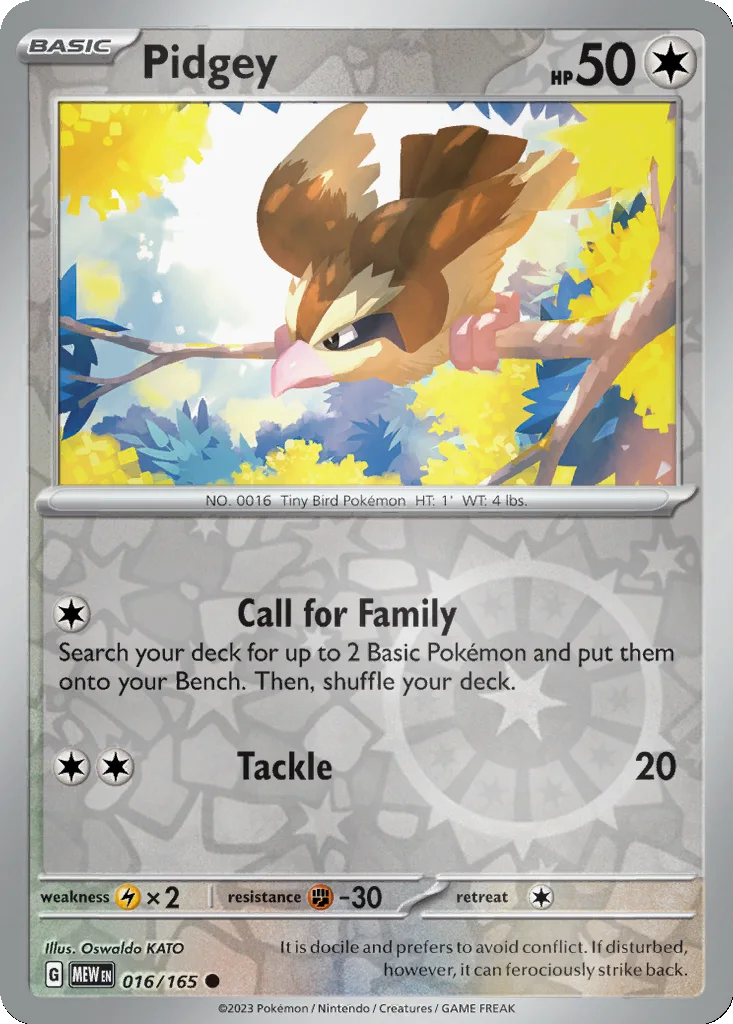 Pidgey 016/165 151 (Reverse holo)