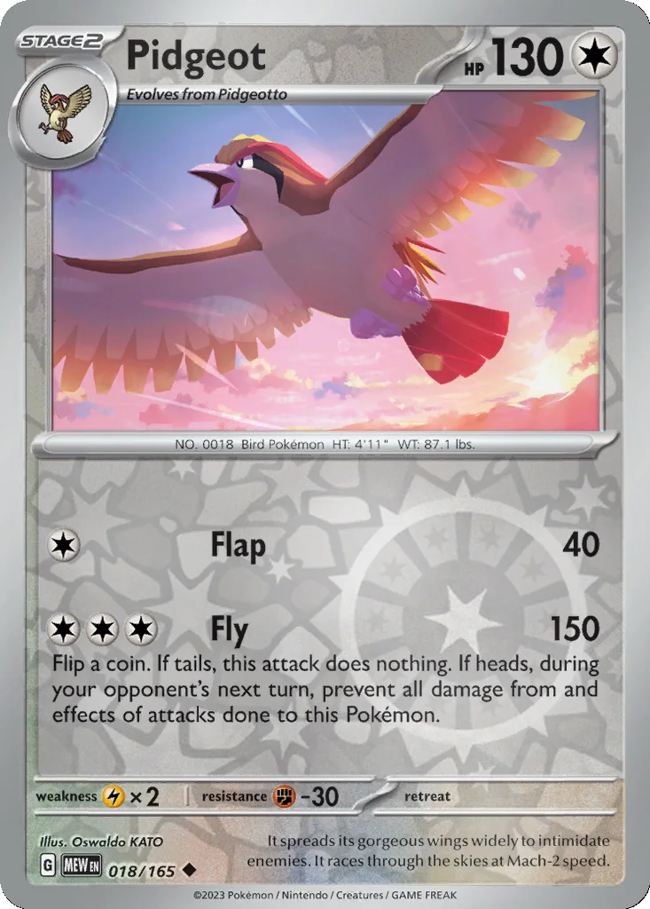 Pidgeot 018/165 SV: Scarlet & Violet 151 (Reverse holo)