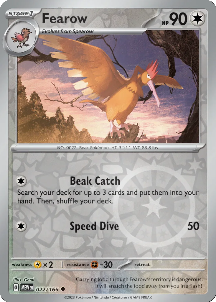 Fearow 022/165 151 (Reverse holo)