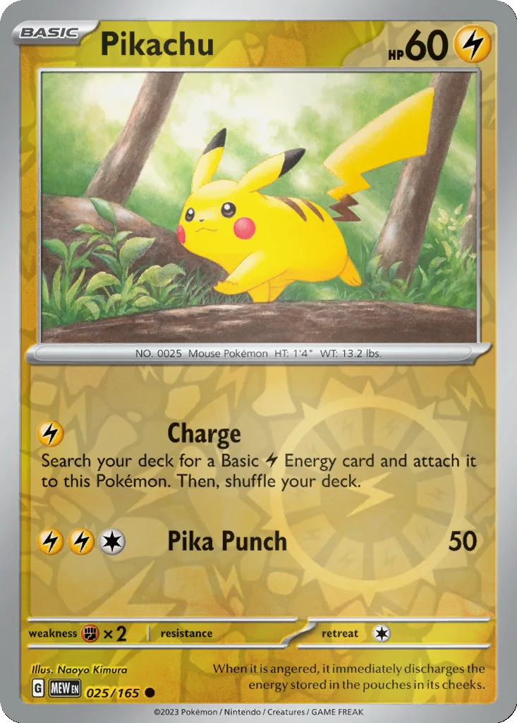 Pikachu 025/165 151 (Reverse holo)