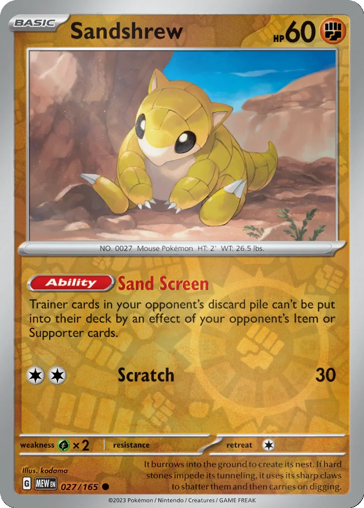 Sandshrew 027/165 151 (Reverse holo)