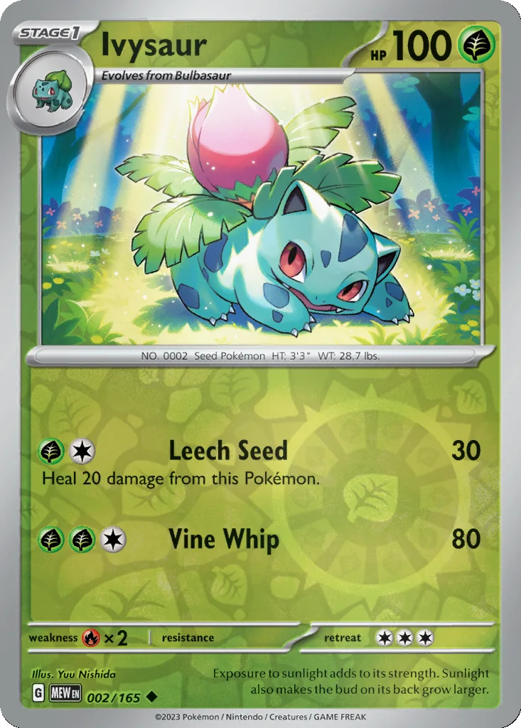 Ivysaur 002/165 151 (Reverse holo)