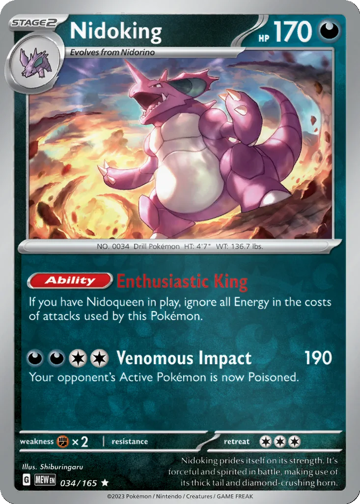 Nidoking 034/165 151 (Reverse holo)
