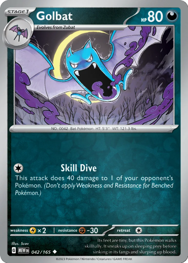 Golbat 042/165 151 (Reverse holo)