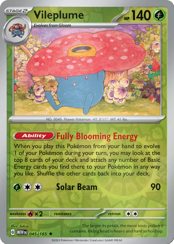 Vileplume 045/165 151 (Reverse holo)