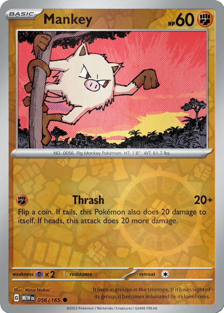 Mankey 056/165 151 (Reverse holo)