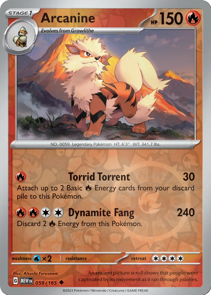 Arcanine 059/165 151 (Reverse holo)