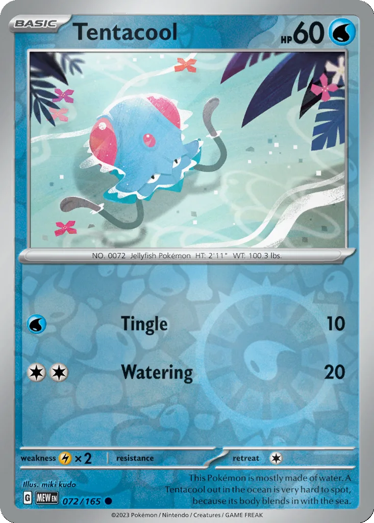 Tentacool 072/165 151 (Reverse holo)