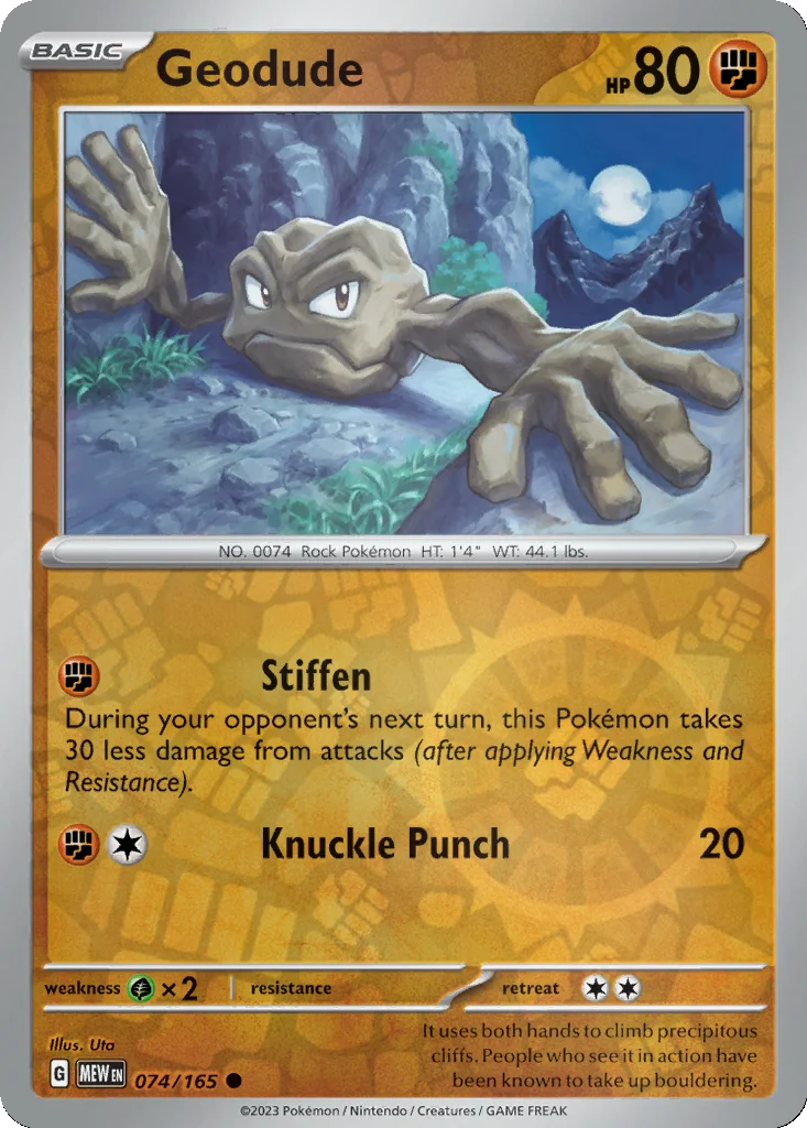 Geodude 074/165 151 (Reverse holo)