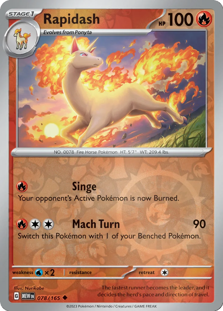 Rapidash 078/165 151 (Reverse holo)