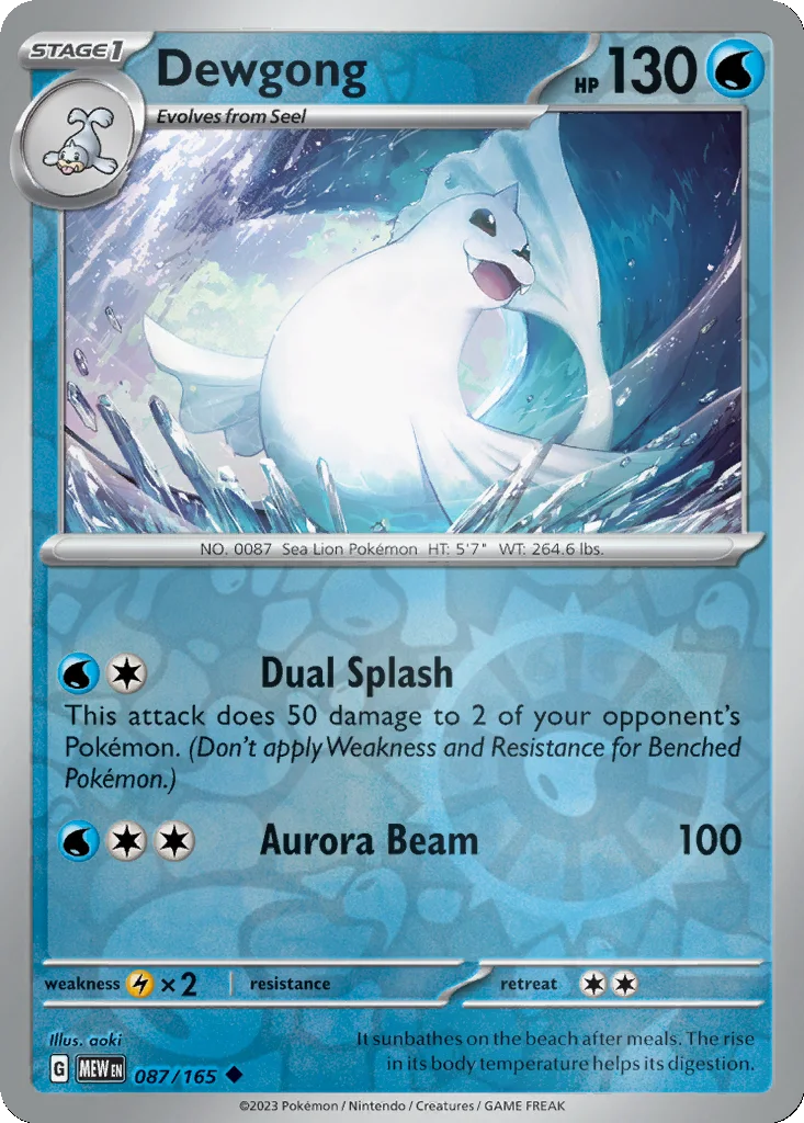 Dewgong 087/165 151 (Reverse holo)