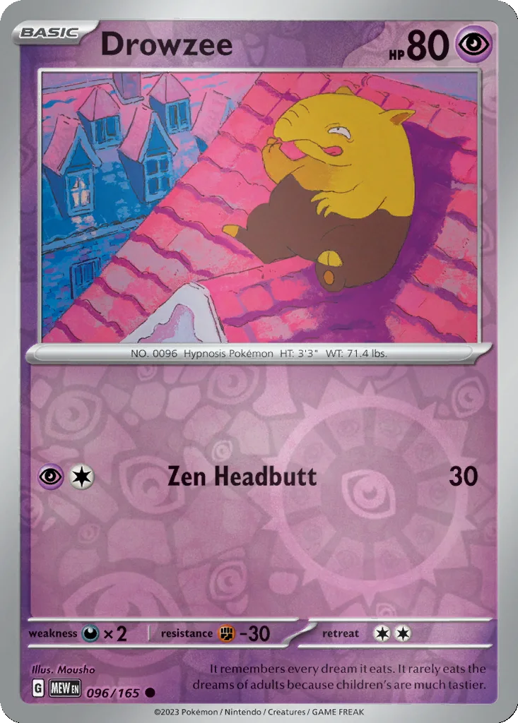 Drowzee 096/165 151 (Reverse holo)