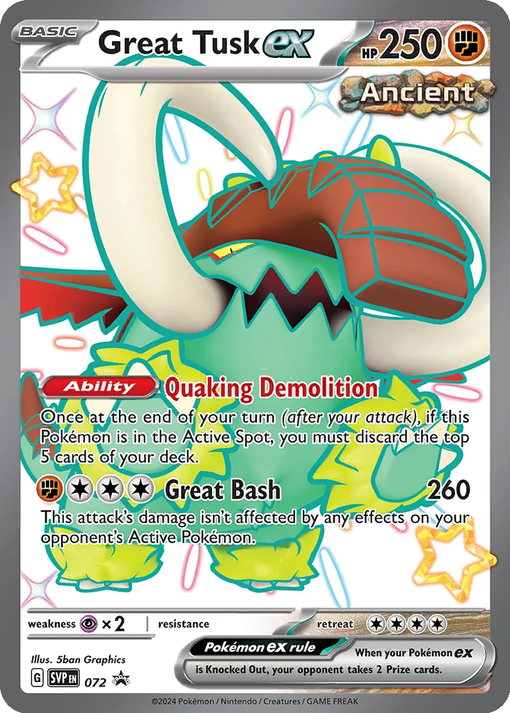 Great Tusk ex 072 Scarlet & Violet Black Star Promos (Great Tusk ex & Iron Treads ex Premium Collection)