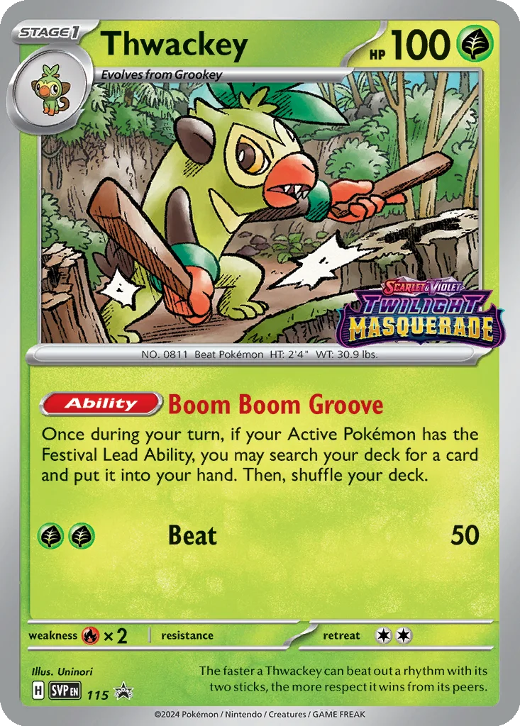 Thwackey 115 Scarlet & Violet Black Star Promos (Build & Battle Deck Promo)