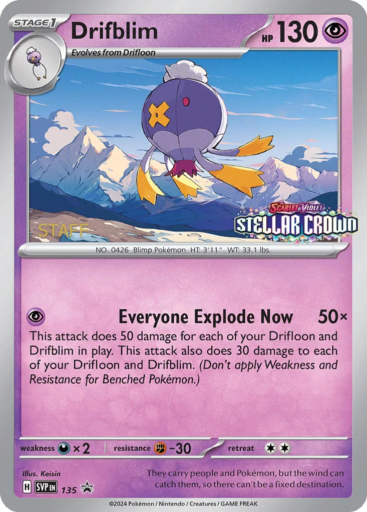 Drifblim 135 Scarlet & Violet Black Star Promos (Staff Stamped)