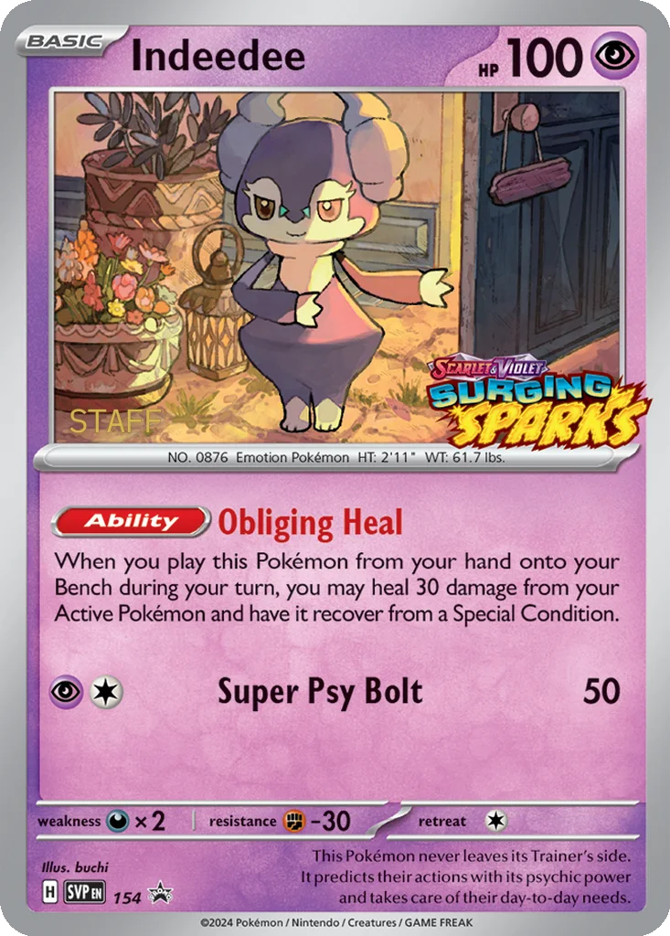 Indeedee 154 Scarlet & Violet Black Star Promos (Staff Stamped)