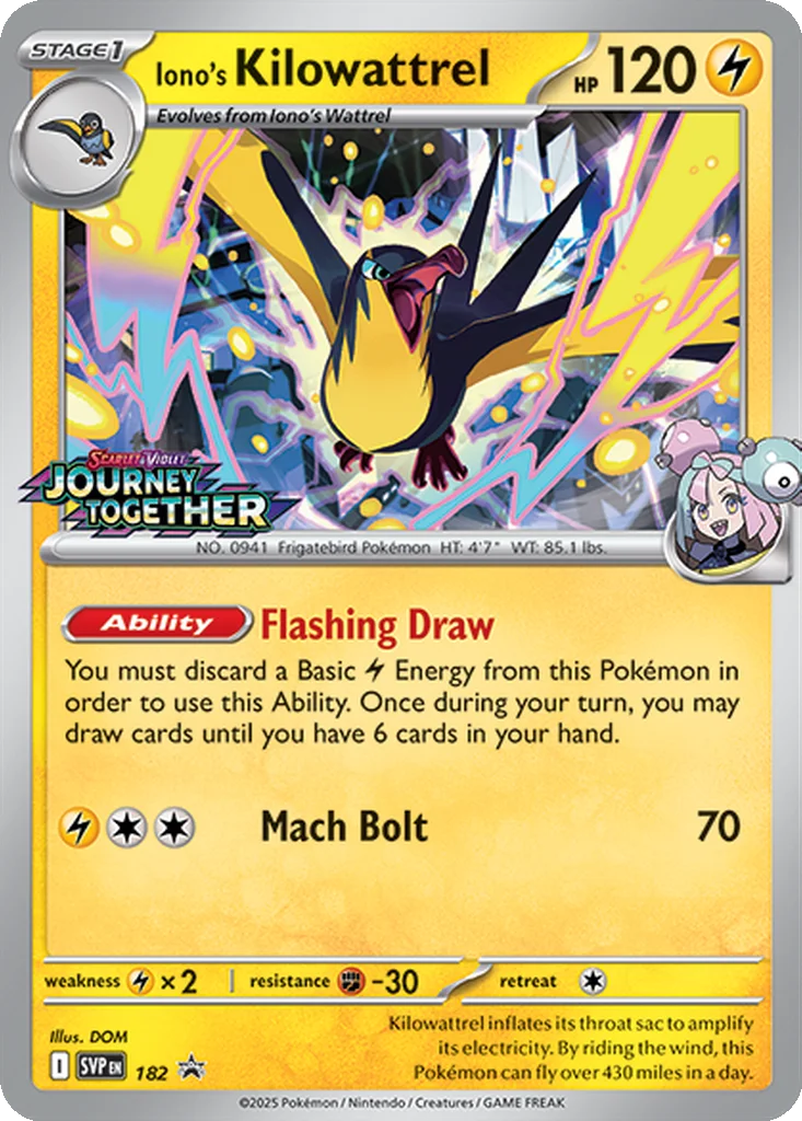 Iono's Kilowattrel 182 Scarlet & Violet Black Star Promos (Staff Stamped)
