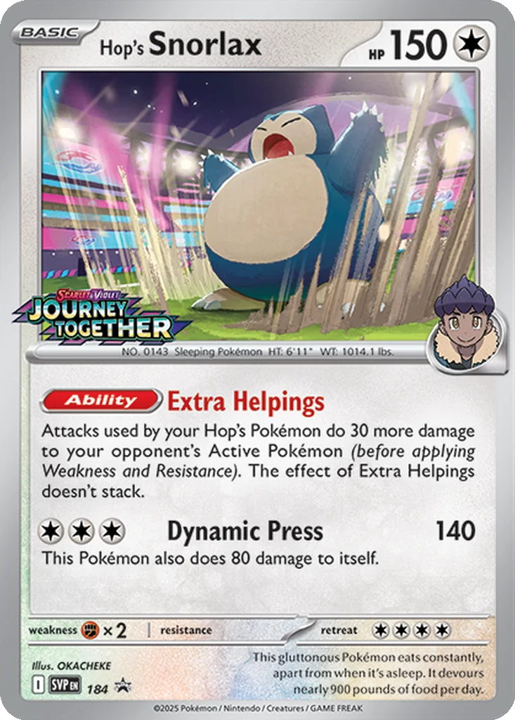 Hop's Snorlax 184 Scarlet & Violet Black Star Promos (Staff Stamped)