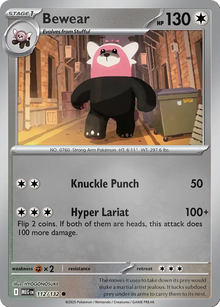 Bewear 112/132 ME01: Mega Evolution (Reverse holo)