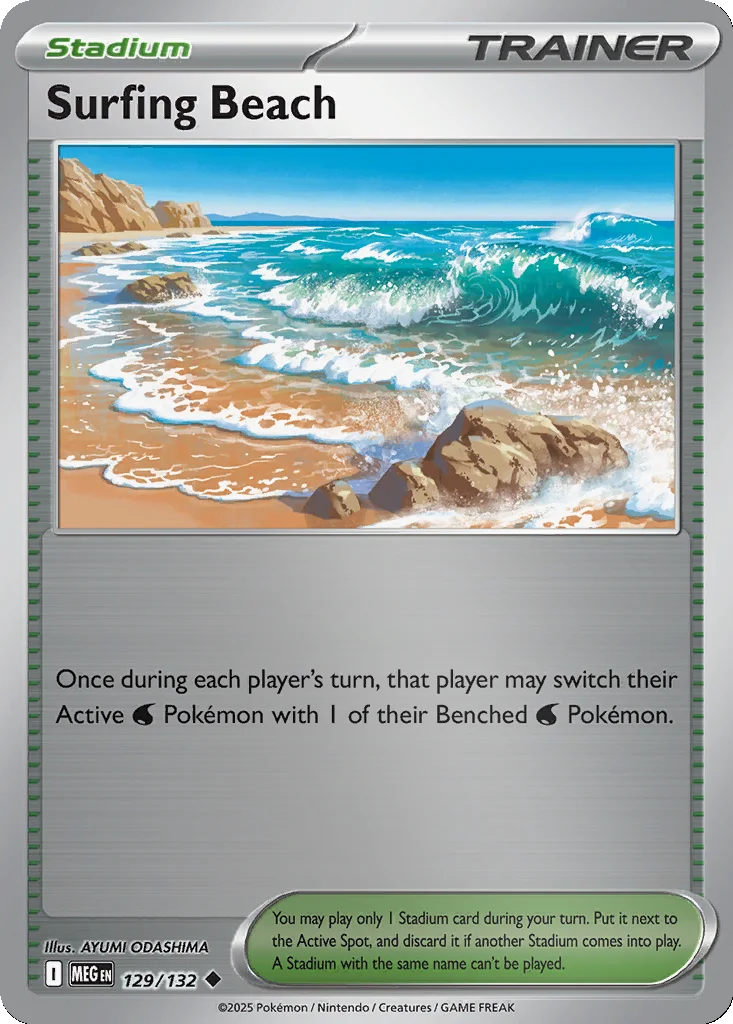 Surfing Beach 129/132 Mega Evolution (Reverse holo)