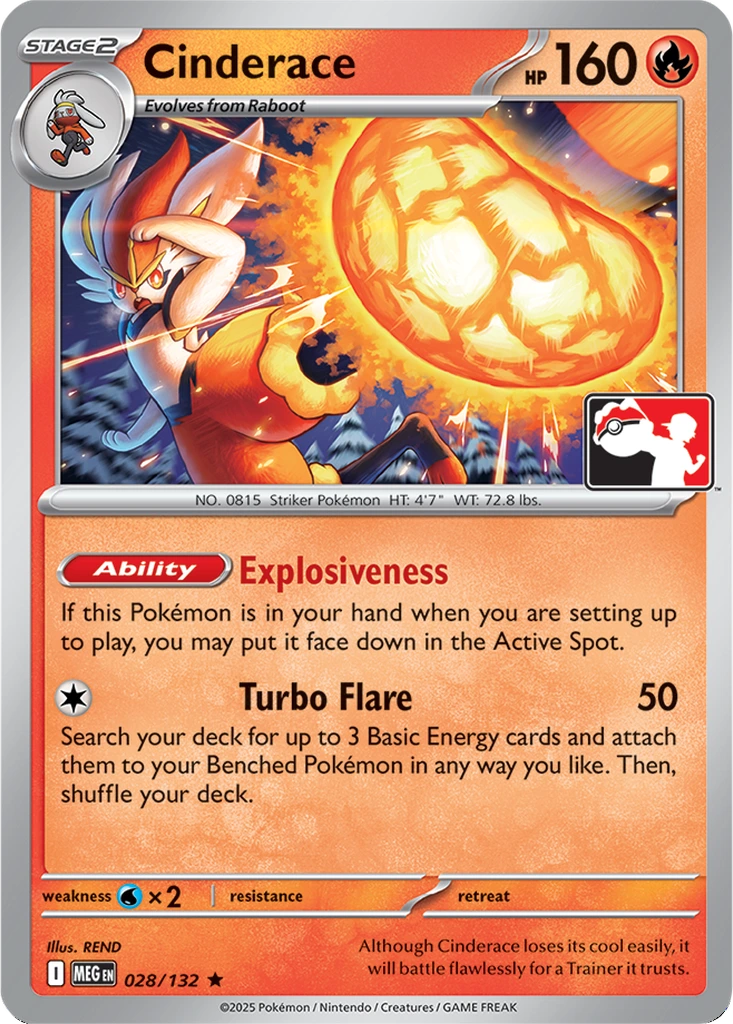 Cinderace 028/132 Mega Evolution (Play! Pokémon)