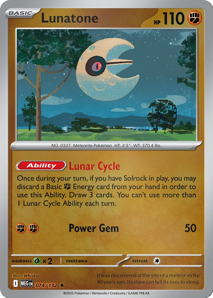 Lunatone 074/132 ME01: Mega Evolution (Reverse holo)