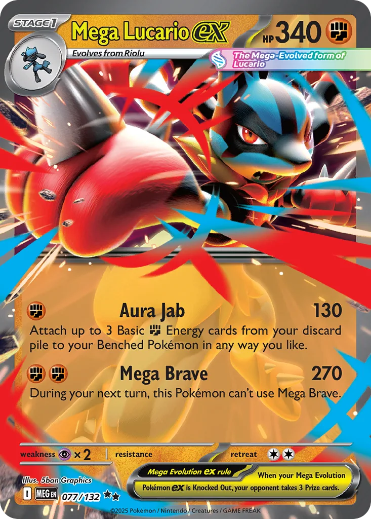 Mega Lucario ex 077/132 Mega Evolution (Holo)