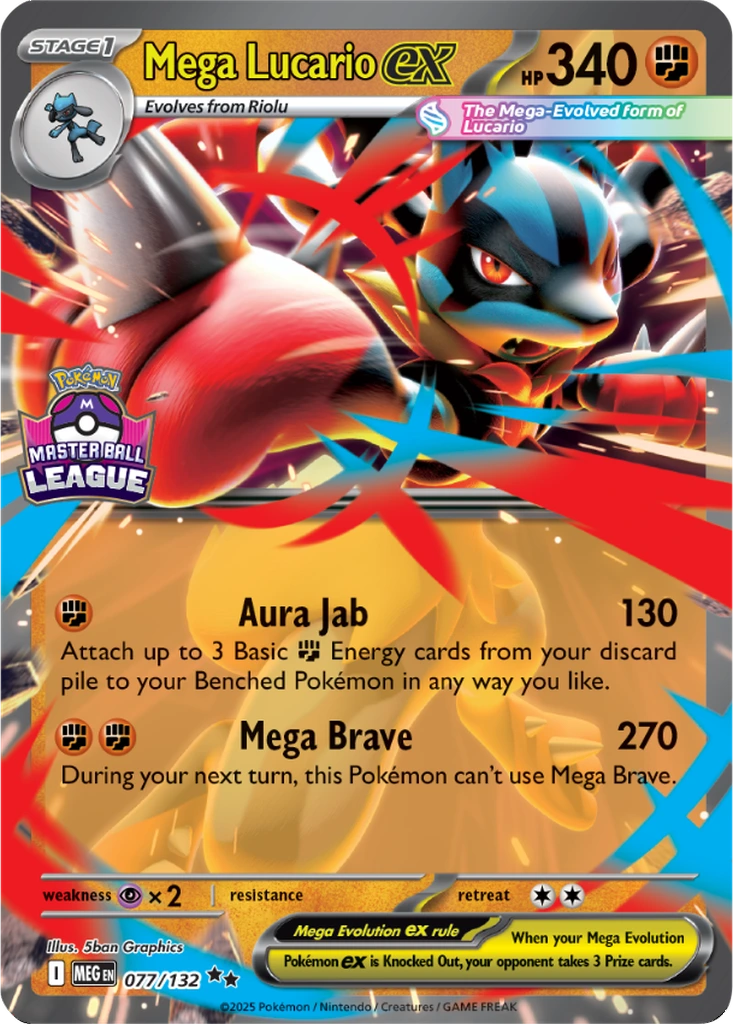 Mega Lucario ex 077/132 Mega Evolution (Master Ball League)