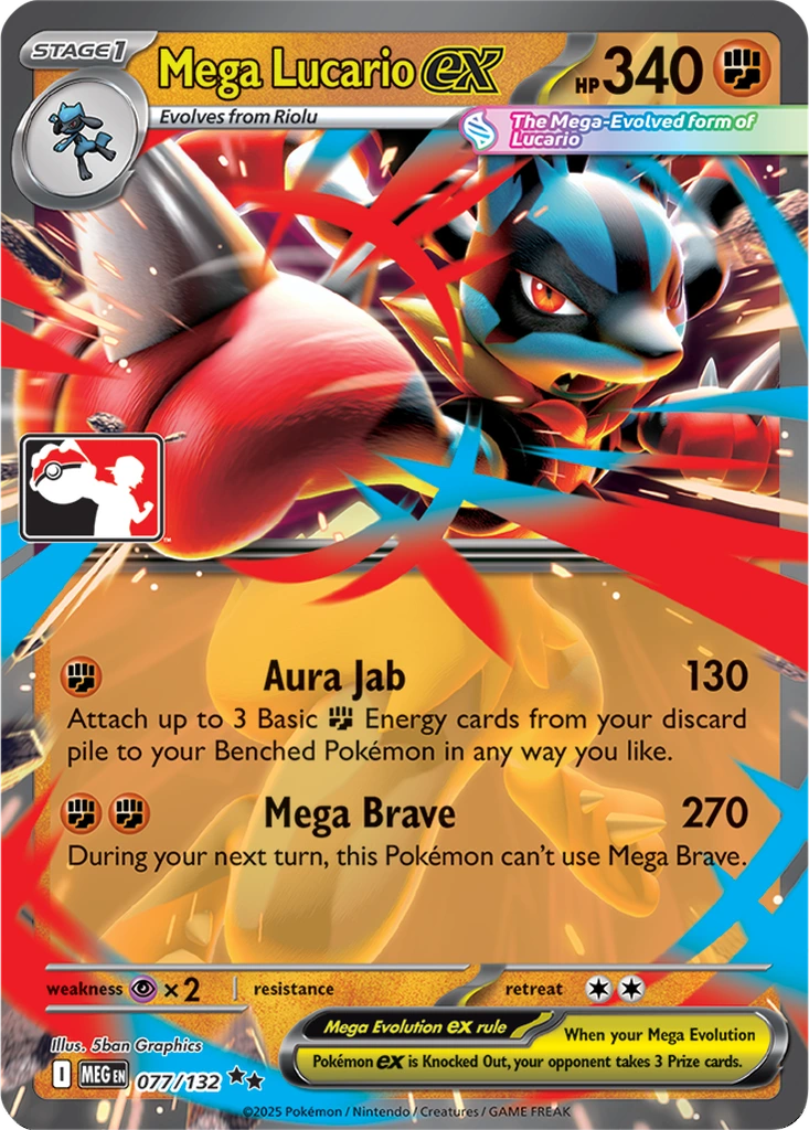 Mega Lucario ex 077/132 Mega Evolution (Play! Pokémon)