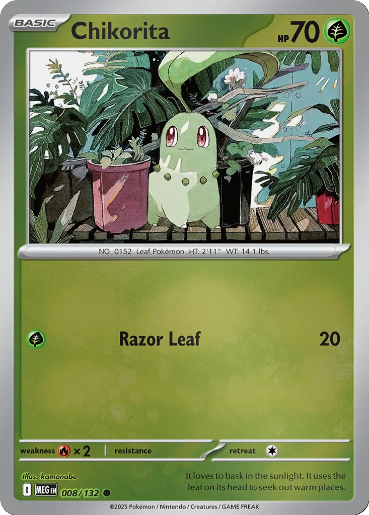Chikorita 008/132 Mega Evolution (Reverse holo)