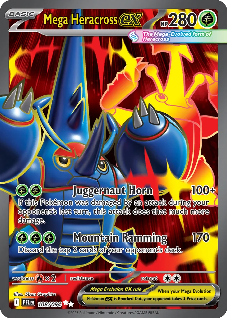 Mega Heracross ex 108/094 Phantasmal Flames (Holo)