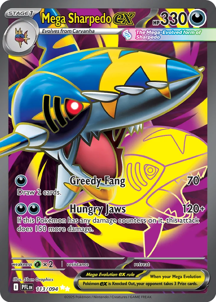 Mega Sharpedo ex 113/094 ME02: Phantasmal Flames (Holo)