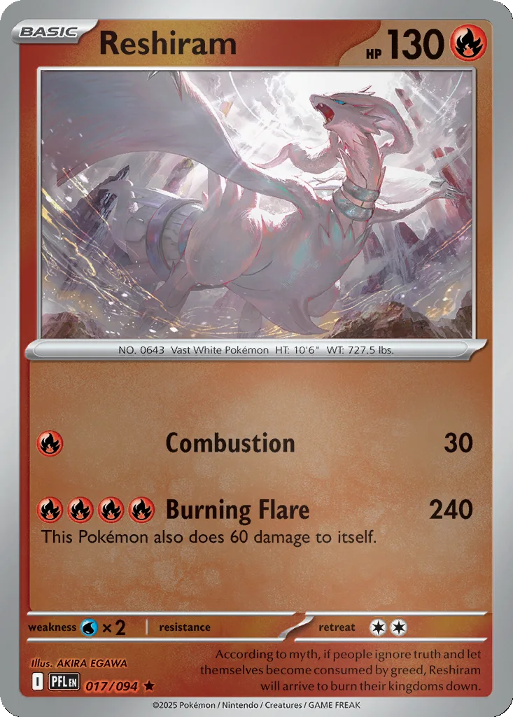 Reshiram 017/094 ME02: Phantasmal Flames (Reverse holo)