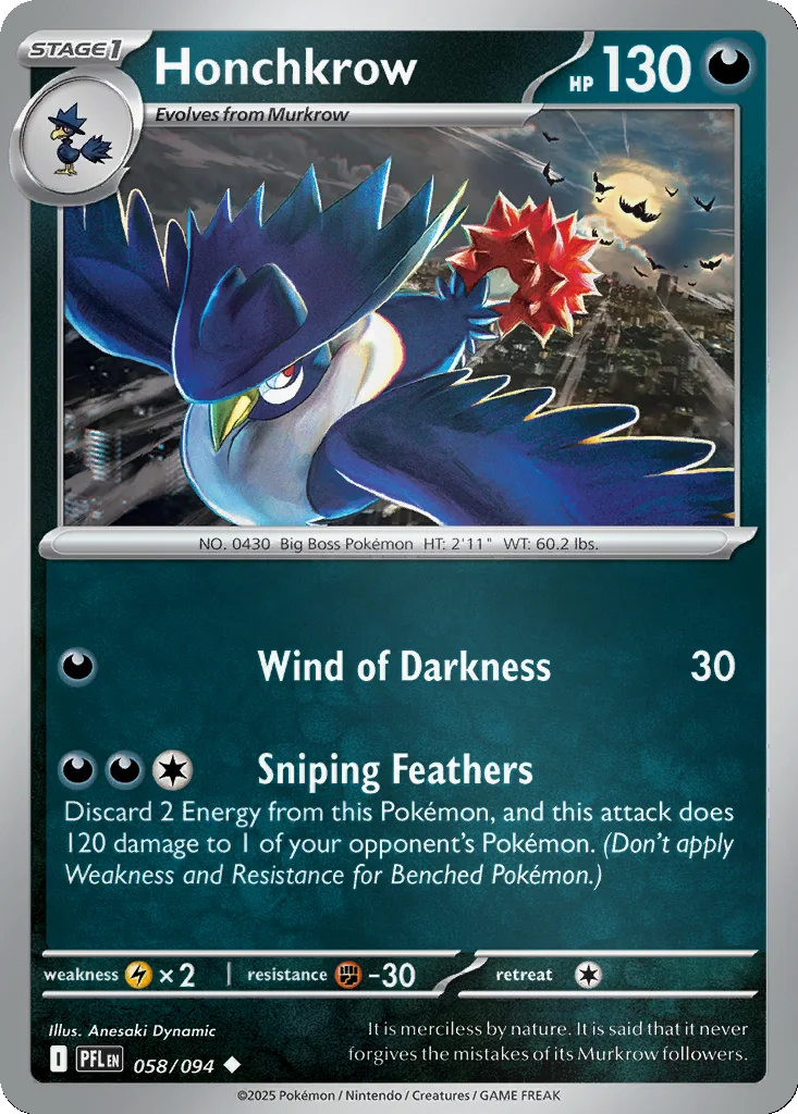Honchkrow 058/094 Phantasmal Flames (Reverse holo)
