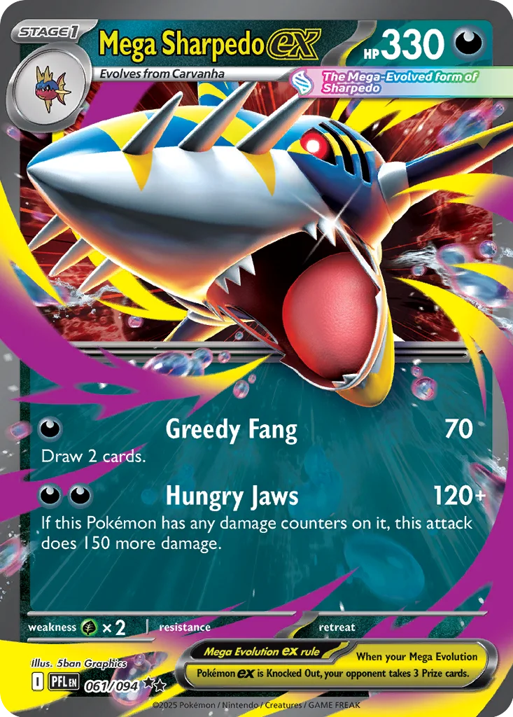 Mega Sharpedo ex 061/094 ME02: Phantasmal Flames (Holo)