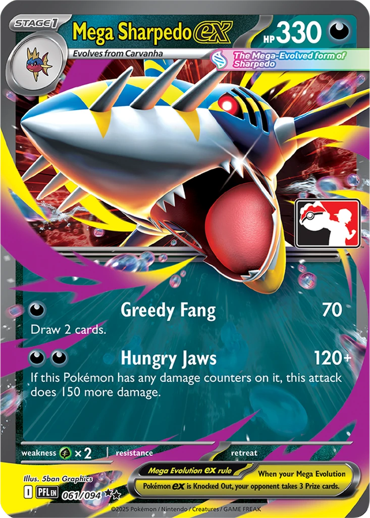 Mega Sharpedo ex 061/094 Phantasmal Flames (Play! Pokémon)