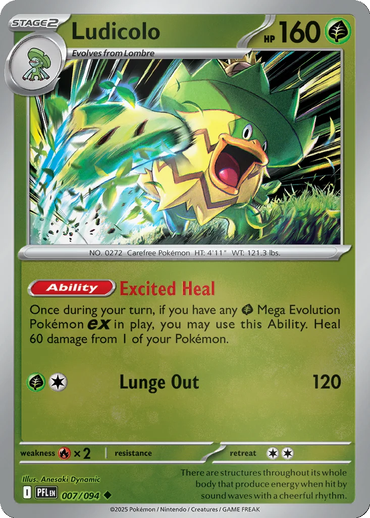 Ludicolo 007/094 ME02: Phantasmal Flames (Reverse holo)