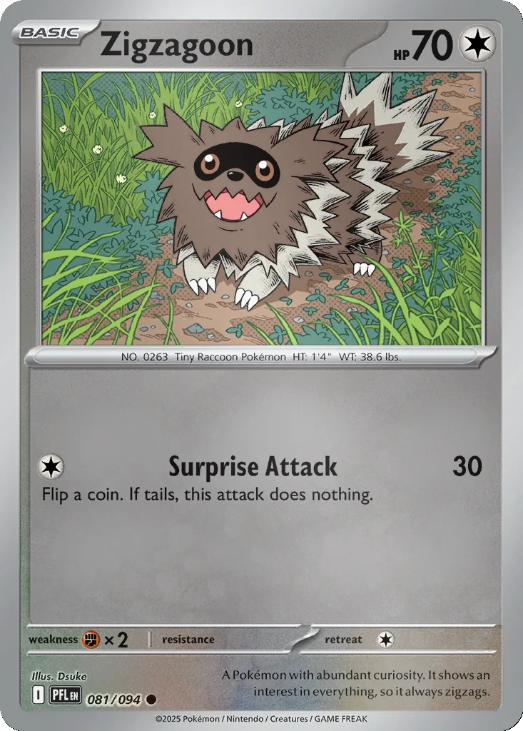 Zigzagoon 081/094 ME02: Phantasmal Flames (Reverse holo)