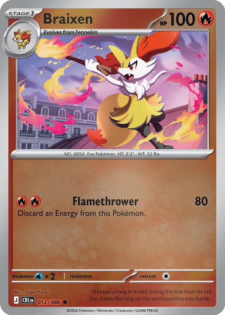 Braixen 012/086 ME04: Chaos Rising (Reverse holo)