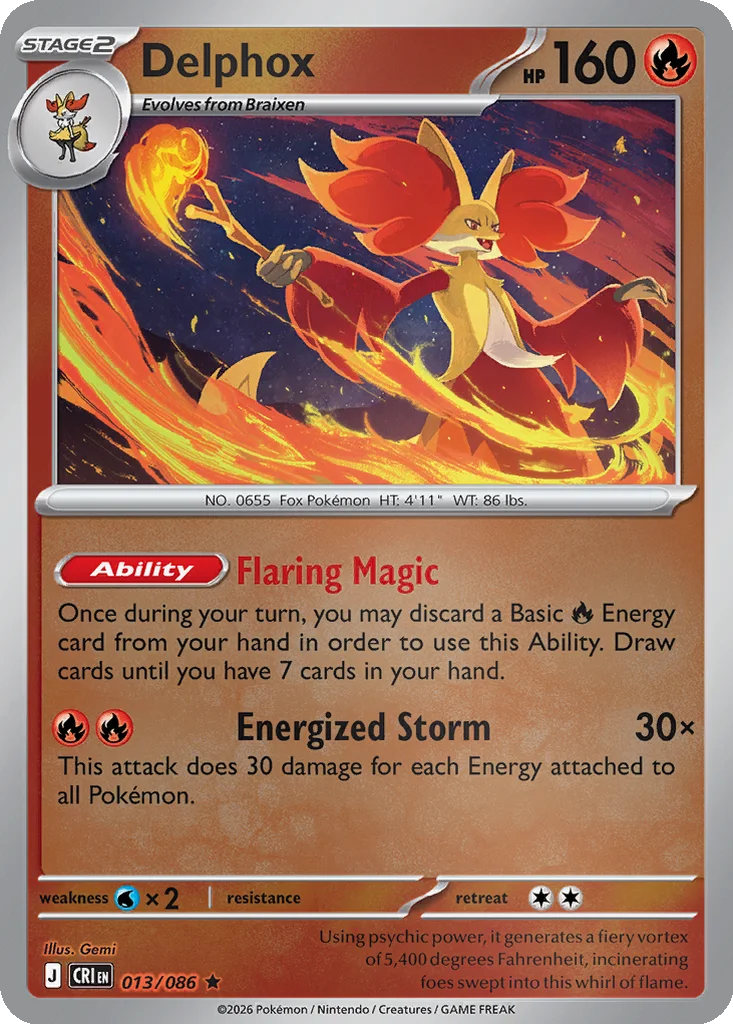 Delphox 013/086 ME04: Chaos Rising (Reverse holo)