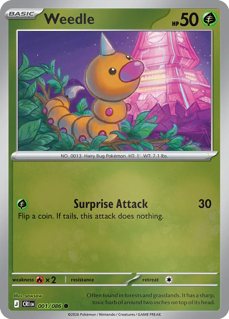 Weedle 001/086 Chaos Rising (Reverse holo)