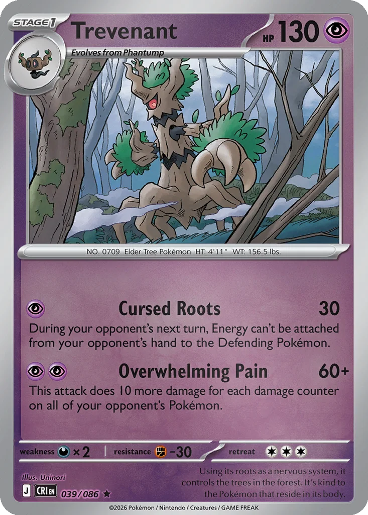 Trevenant 039/086 ME04: Chaos Rising (Reverse holo)