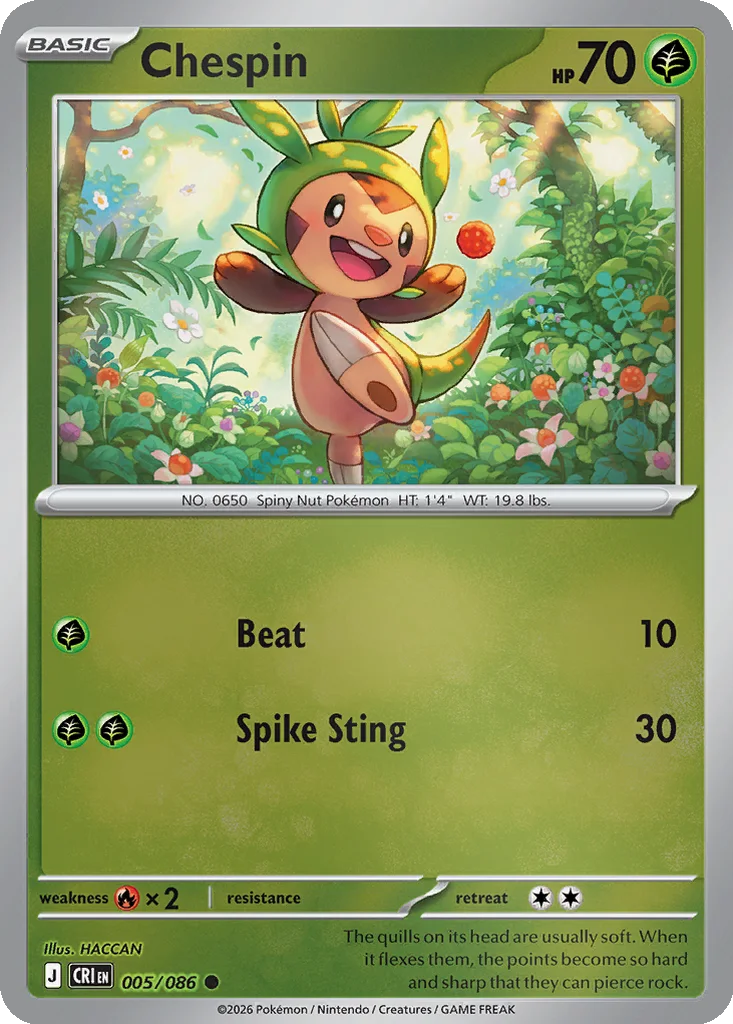 Chespin 005/086 Chaos Rising (Reverse holo)