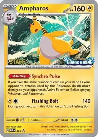 Ampharos 075 Mega Evolution Promo (Prerelease STAFF Stamp)